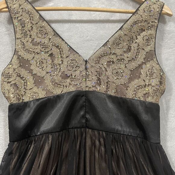 R&M Richard’s Midi Sleeveless Dress Women 6 Petite Black Flower Vintage - Picture 7 of 12